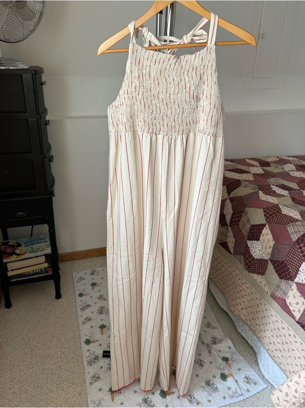 Fin & Vince 100% Organic Cotton Smocked Wide Leg Jumpsuit NWT